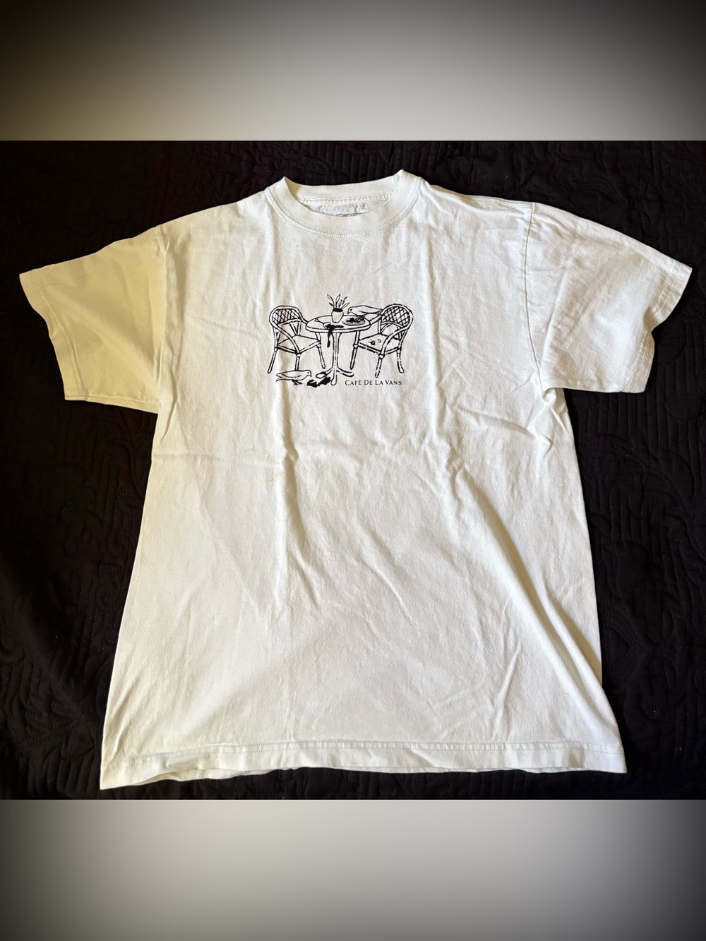 Vans White T-Shirt with Gray Logo Print Youth Medium